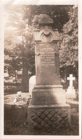 Nina Alberta Bishop Walsh gravestone