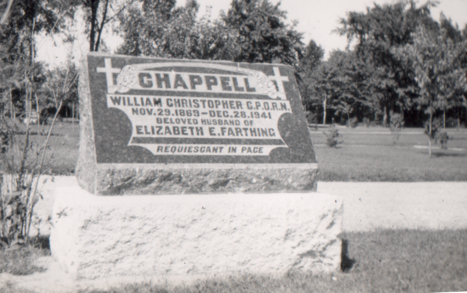 Gravestone of William Christopher Chappell at Niagara Falls, Ontario, Canada